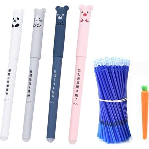26Pcs Animals Erasable Gel Pen 0.35mm Panda Cat Pens Washable Handle Gel Pen 0.35 mm Refill Rods Office School Stationery