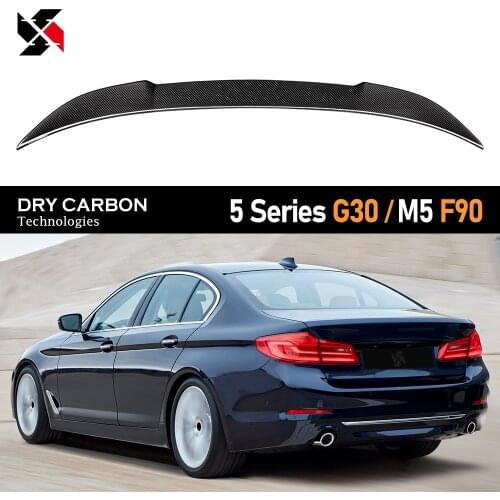 Dry Carbon Fiber Rear Trunk Deck Spoiler Boot Lip Tail Wings For BMW 5 Series G30 F90(M5) Sedan 2017-2020 Glossy Spoiler Wings