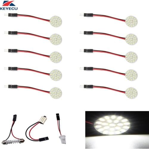 KEYECU 10PCS Bright White T10 1206 22-SMD LED Panel Dome Lamp Auto Car Interior Reading Plate Light Roof Ceiling Interior Lamp