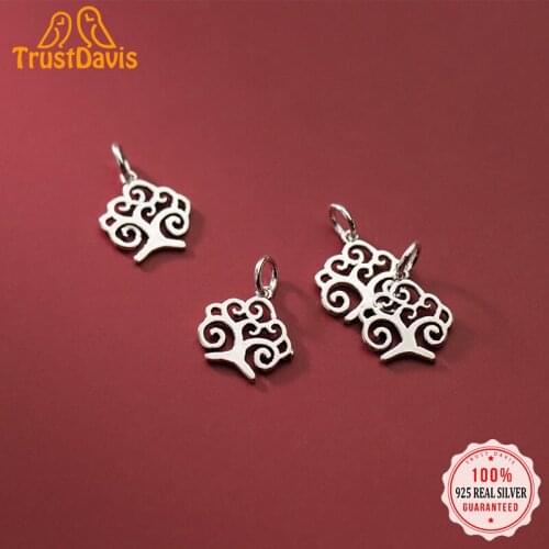 TrustDavis Real 925 Sterling Silver Fashion Hollow Tree Charm Pendant Handmade DIY Accessories Fine Jewelry Gift Wholesale HY122