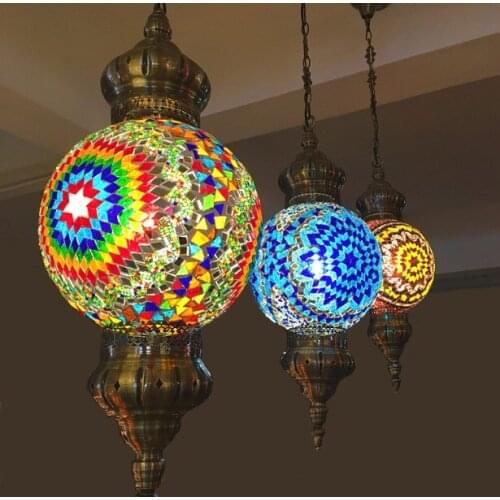 Turkish moroccan pendant light handmade mosaic stained glass Corridor Stairwell cafe restaurant hanging light lamp