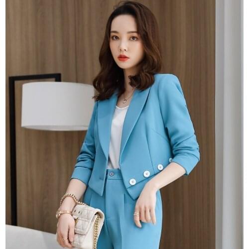 Women suits short jacket pants Office Lady Formal Work clothes women pants suits woman set suits A033