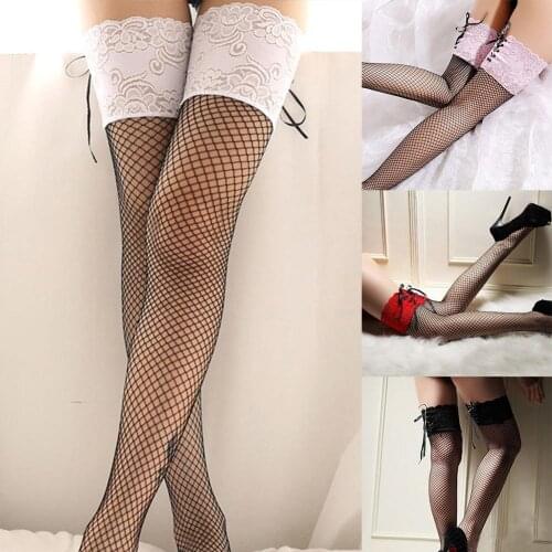 1 Pair Woman Socks Sexy Lace Top Thigh High Socks Over Knee High Socks Sexy lingeries Women Fishnet Stockings medias de mujer