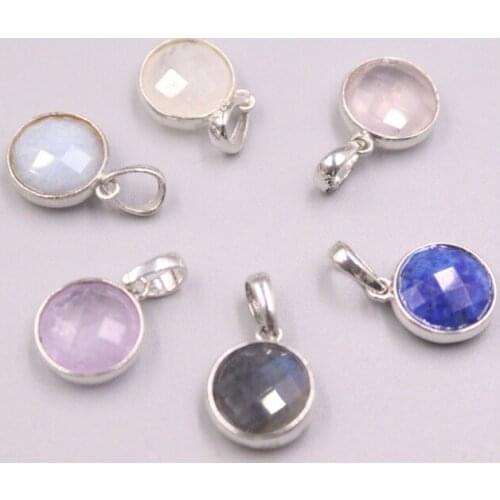 1PCS Real Silver 925 Pendant Round Crystal For Women Female Girl Charms Pendant