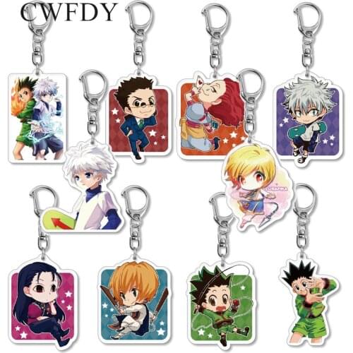 10pcs Anime HUNTER x HUNTER Key Chain Killua Zoldyck GON FREECSS Figure Keychain Cosplay Acrylic Bag Pendant Keyring Jewelry