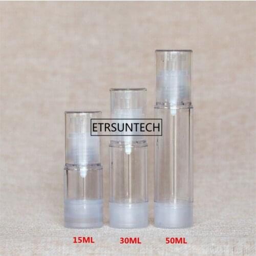 100pcs Empty 15ml 30ml 50ml Airless Bottles clear Airless Vacuum Pump Lotion Bottle Cosmetic Packagings F2310