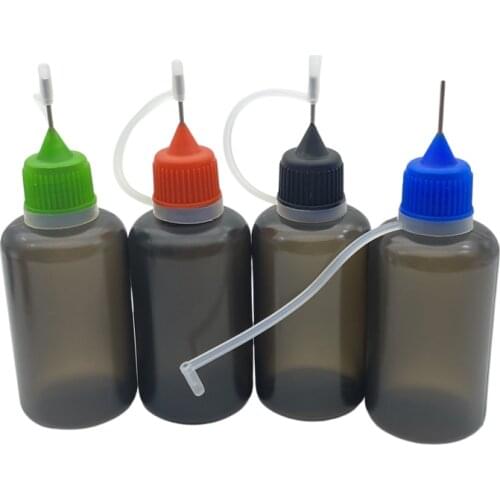100pcs Empty 30ml Soft PE Vial Black Plastic Dropper Bottles With Metal Needle Cap For Liquid 30cc Container