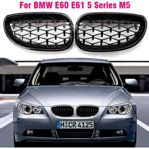 Car Racing Grill For BMW E60 E61 5 Series 2003-2009 Diamond Front Kidney Grille Meteor Style Grill Chrome Auto Accessories