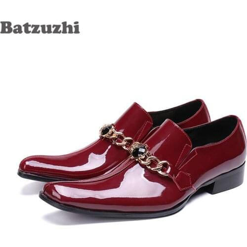 Batzuzhi Brand Luxury Men Wedding Shoes Wine Red Patent Leather Formal Dress Shoes for Men Business Dress Footwear Zapatos Hombr