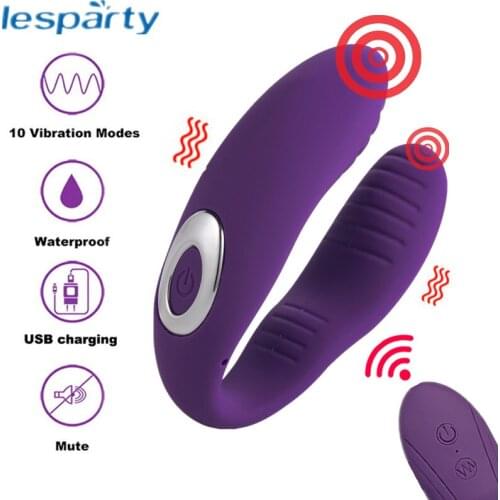 Wireless Vibrator Adult Toys For Couples USB Rechargeable Dildo G Spot U Silicone Stimulator Double Vibrators Sex Toy For Woman