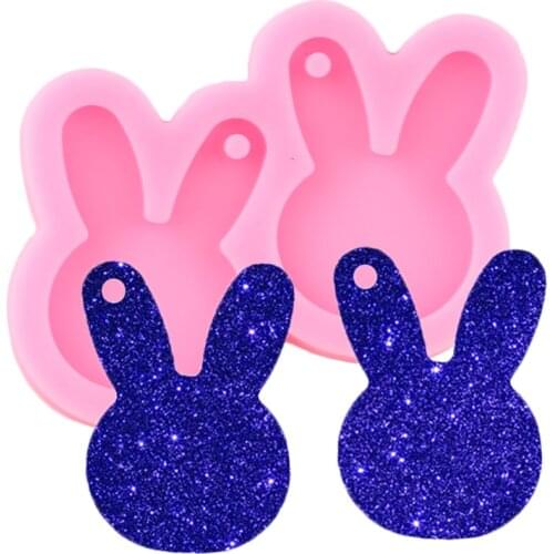 Shiny Rabbit Head Silicone Mold DIY Craft Keychain Molds Fashion Jewelry Pendant Charms Making Jewelry Moulds