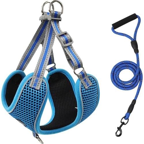Large Dog Harness Vest For Pitbull Labrador Breathable No Pull Dog Training Leashes Adjustable Reflective Pet Harnesses