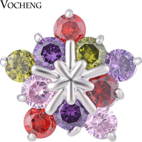 CZ Stone Vocheng Ginger Snap Jewelry 4 Colors Star Brass Material 18mm Luxury Bling Charms Vn-1280