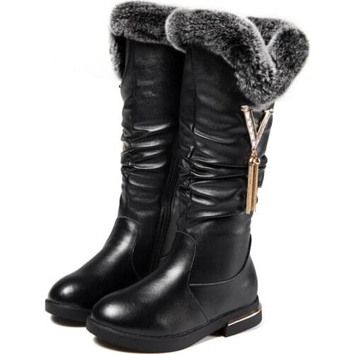Girl fashion boots elegant long thick warm fashion boots for 3-13years girls child kids Winter boots outdoor shoes
