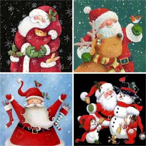 EverShine Diamond Mosaic Full Square Santa Claus Bead Embroidery Diamond Painting Christmas Rhinestones Art Cartoon Cross Stitch