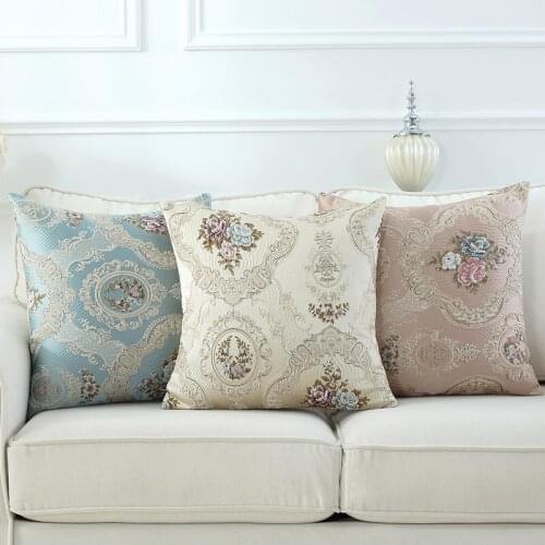 European style Lace Embroidered Pillow Case Square Lace Waist Cushion Pillow Cover Sofa Bay Window Cushion Cover 45*45 CM