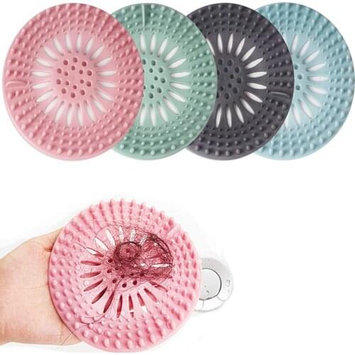 Silicone Floor Drain Cover Anti-blocking Hair Catcher Hair Stopper Non-slip Sink Sewer Filter Sink Strainer Bathroom Accessories