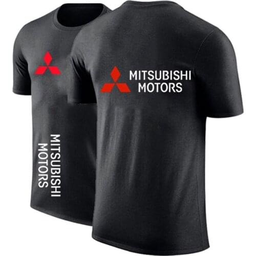 Unisex Summer Man Car Logo Customize Tshirt Mitsubishi Motors Cotton Hip Hop Popular Print Tops Solid Color Short Sleeves