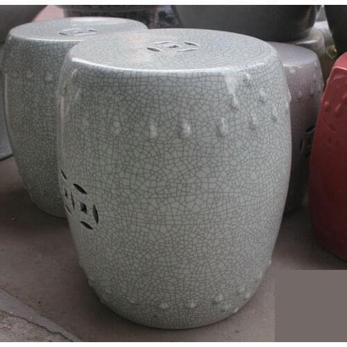 Jingdezhen Ceramic Stool Pier Shoe Change Stool Fashion Garden Grey Crack Glazed Porcelain Stool