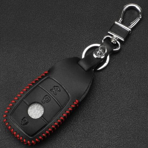 Bilchave 3 Buttons Remote Hand-stitched leather Case Cover Fob For Mercedes Benz AMG 2017 E Class W213 Holder