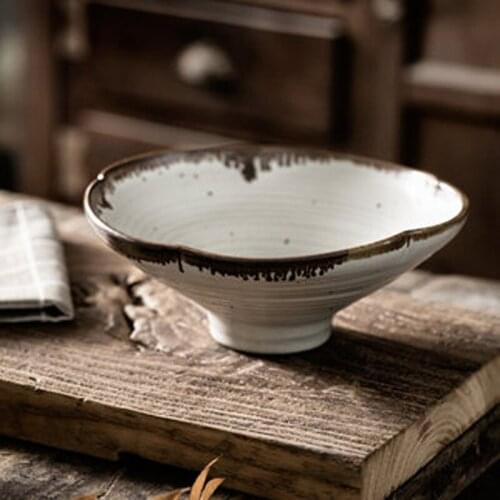 Retro lace fruit plate dessert plate dinner plate Jingdezhen creative personality handmade Japanese-style stoneware salad bowl n