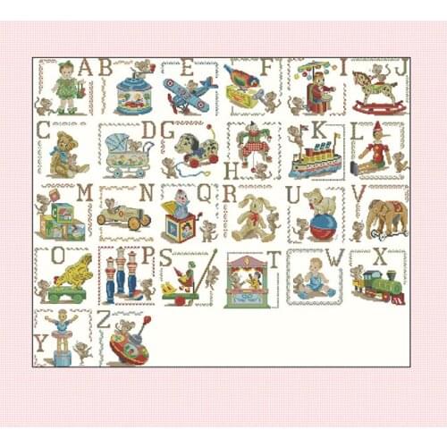 -lbp-toy doll letter abc-70-59 Cross Stitch Set DIY Kit Embroidery Needlework Craft Packages Cotton Fabric Floss