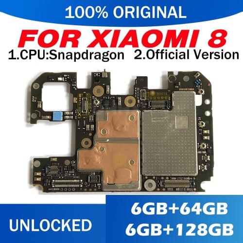 64G Motherboard For Xiaomi Mi 8 Motherboard Mainboard Logic Board Original Global version Work Well Unlocked Main Circuits Board
