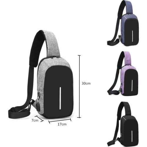 FIRECLUB Male Shoulder Crossbody Bags USB Charging Chest Package Hard-Wearing Leisure bag student Messengers Bag 30x7x17cm