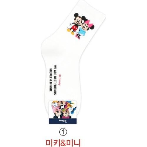 Disney Minnie Mickey Cartoon Womens Socks Fashion Solid Color Cotton Socks Donald Duck Stitch Adult Socks