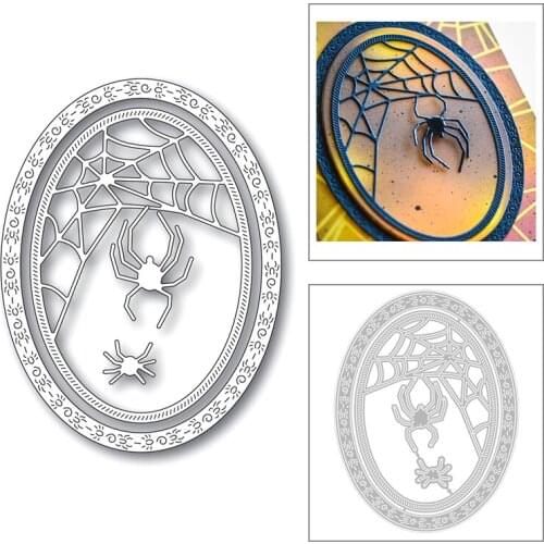 2020 New Oval Frame Spider Web Background and Edge Embossing Metal Cutting Dies For Making Greeting Card Scrapbooking No Stamps