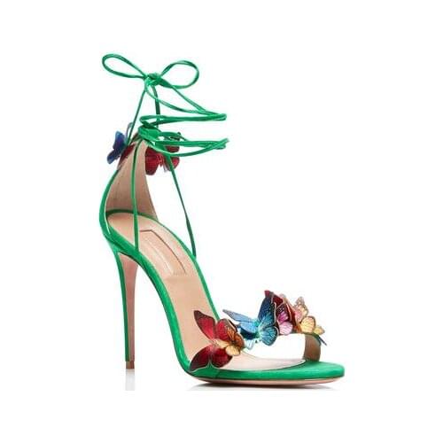 New Punk Style Lace Up Butterfly Knot High Heel Sandals Women Thin Heeled Gladiator Sandals Cool Ladies Summer Shoes Woman