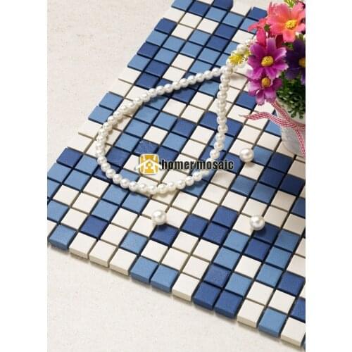 Through body ceramic tile mixed blue color for bathroom shower mosaic kitchen backsplash hallway mosaic wall and floor tiles