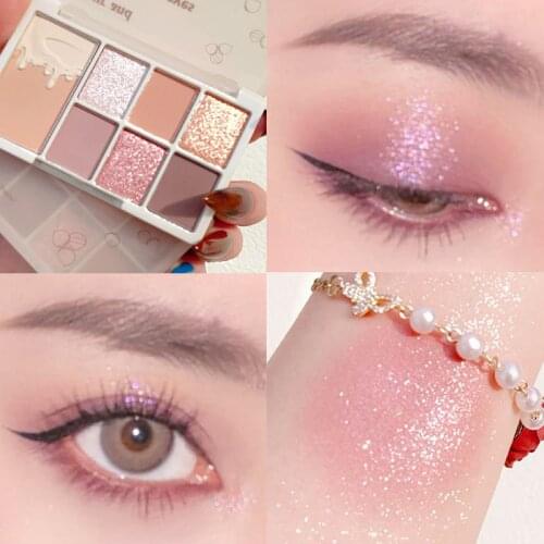 Eyeshadow Palette 7 Colors Shimmer Matte Waterproof Long Lasting Eyeshadow Pigment Diamond Glitter Nude Shimmer Makeup Cosmetics