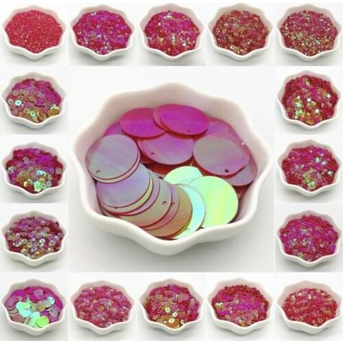 Paillettes 3-30mm AB Red Sequin Flat Round Cup Flower PVC Loose Sequins Paillette DIY Craft Sewing Women Garment Accessorie 20g