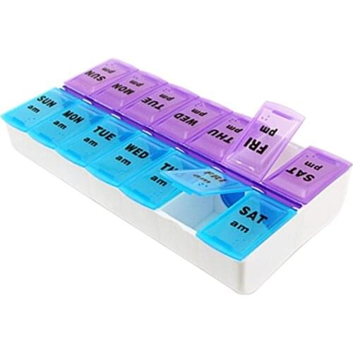 Seven Day Pill and Tablet Storage Box with 14 compartments