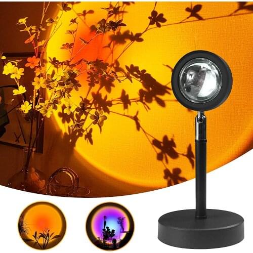 USB Rainbow Sunset Red Projector Led Night Light Sun Projection Desk Lamp for Bedroom Bar Coffee Store Wall Decoration Lighting