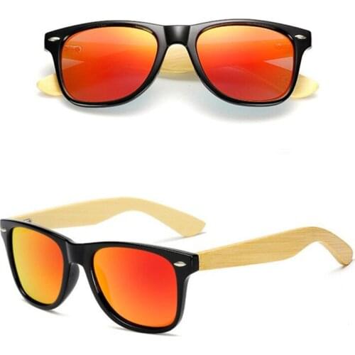 Vintage Bamboo Sunglasses Men Sunglass for Women Brand Design Beach Orange red Polarized Sun Glasses Shades lunette oculo