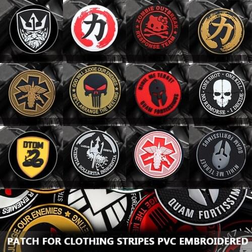 Military Tactical Gear Patch for Clothing Stripes PVC Embroidered Sewing Applique Patches Badge DIY Apparel Accessories Decor