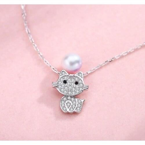 New Cat Pendant Clavicle Chain Korean Simple Student Temperament 925 Sterling Silver Personality Female Necklace SNE318