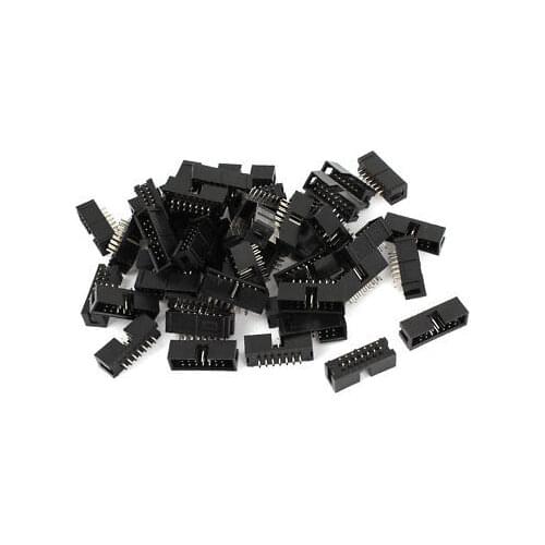 100 Pcs IDC Box Header DC3-14P 14 Way 2.54mm JTAG Socket Connector Black