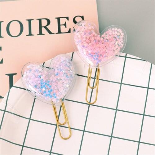 2pcs/set Heart Shape Bookmark Original Creative Candy Paper Clip Office School Metal Index Paper Clips Stationery