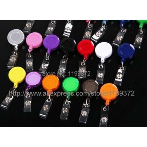 2000pcs Colourful Round Retractable Solid Plastic ID Card Reel Holder Tag Chain Badge Reels Holder Key Tag Clip 32mm