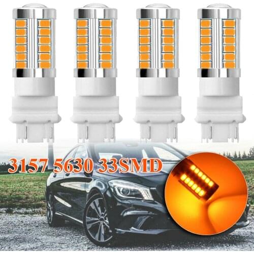 4pcs Aluminum 3157 Led Bulbs Amber 3157 3457 3057 Signal 33SMD Backup Reverse Tail Turn LED Light Bulb