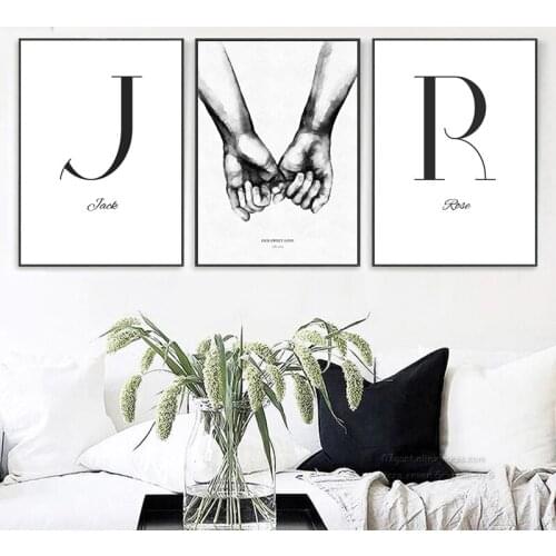 5D Diamond Painting Initial Name Personal Name Wall Art Lover Hold Hands Pictures Diamond Embroidery Gallery Home Decoration