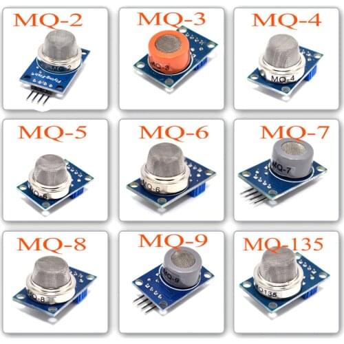 9PCS/Lot Gas Detection Sensor Module MQ-2 MQ-3 MQ-4 MQ-5 MQ-6 MQ-7 MQ-8 MQ-9 MQ-135 Sensor Module Gas Sensor Starter Kit