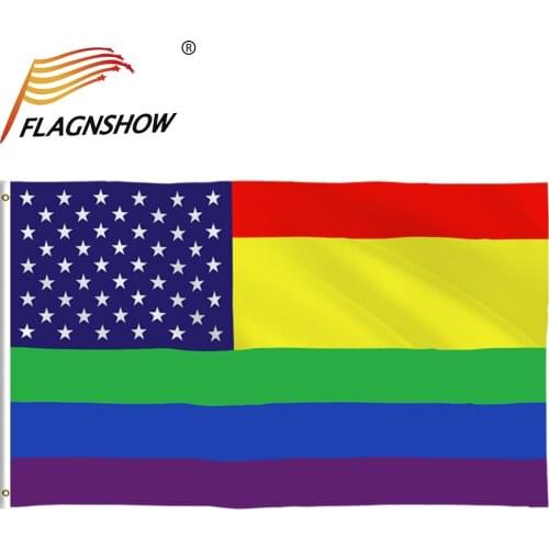 Free Shipping Flagnshow Bandera LGBT Flags Big 120 x 180cm Home Decoration American Gay Pride Rainbow Flag