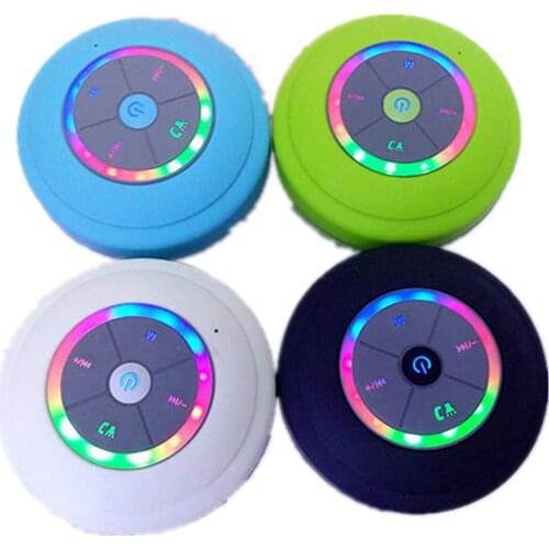 Q9 Bluetooth Shower Speaker Waterproof Portable Wireless Speaker with Suction Cup RGB Colorful Lights Built-in Mic FM Radio