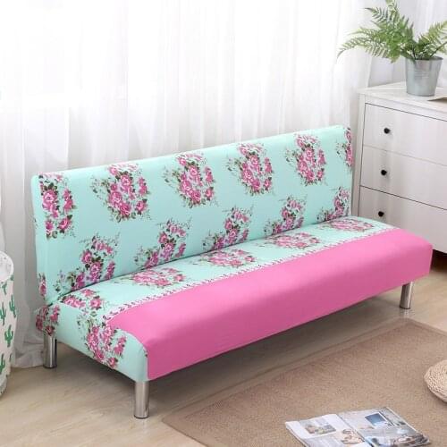 Pink Flower Flexible Stretch Sofa Cover Big Elasticity Armless Couch Cover Loveseat Sofa Funiture 1pc Design Machine Washable