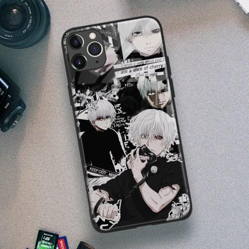 Ken Kaneki Tokyo Ghoul Manga Anime Soft TPU Glass Phone Case for IPhone SE 6s 7 8 Plus X Xr Xs 11 12 Mini Pro Max Samsung Redmi