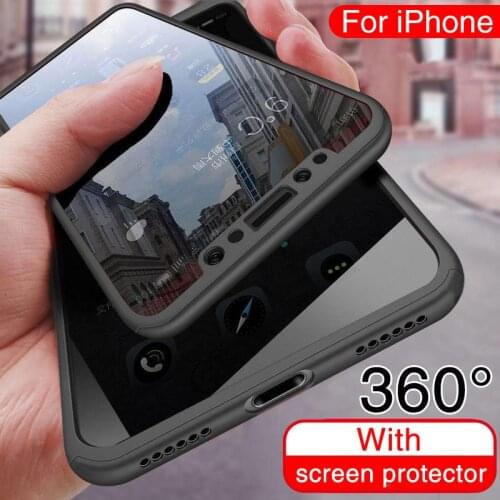 360 Full Cover Phone Case For iPhone X XR XS Max 5 5S Protective Back Cover For iPhone 7 6 6S 8 Plus 11 Pro Max Cases With Glass